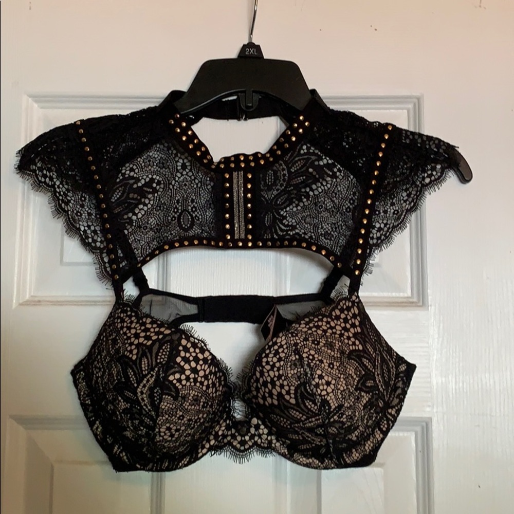 Black bra with lace top. Victoria Secret